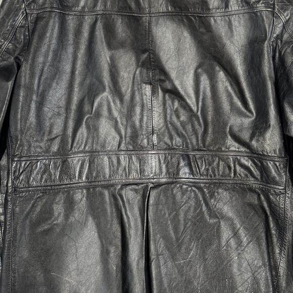 Vintage Leather Jacket Mens Coat 60s 70s Disco Size L Lightly Distressed - Picture 7 of 7